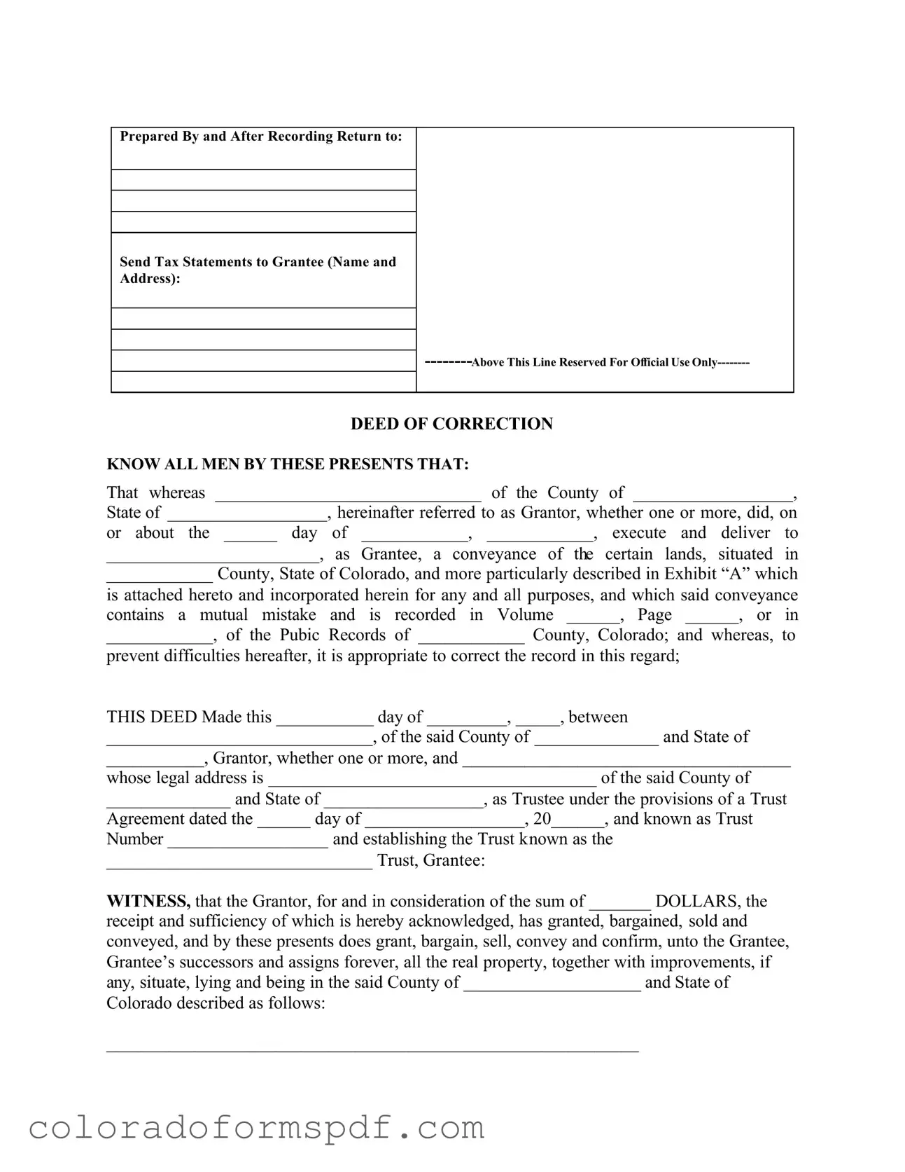 Get Colorado Correction Form