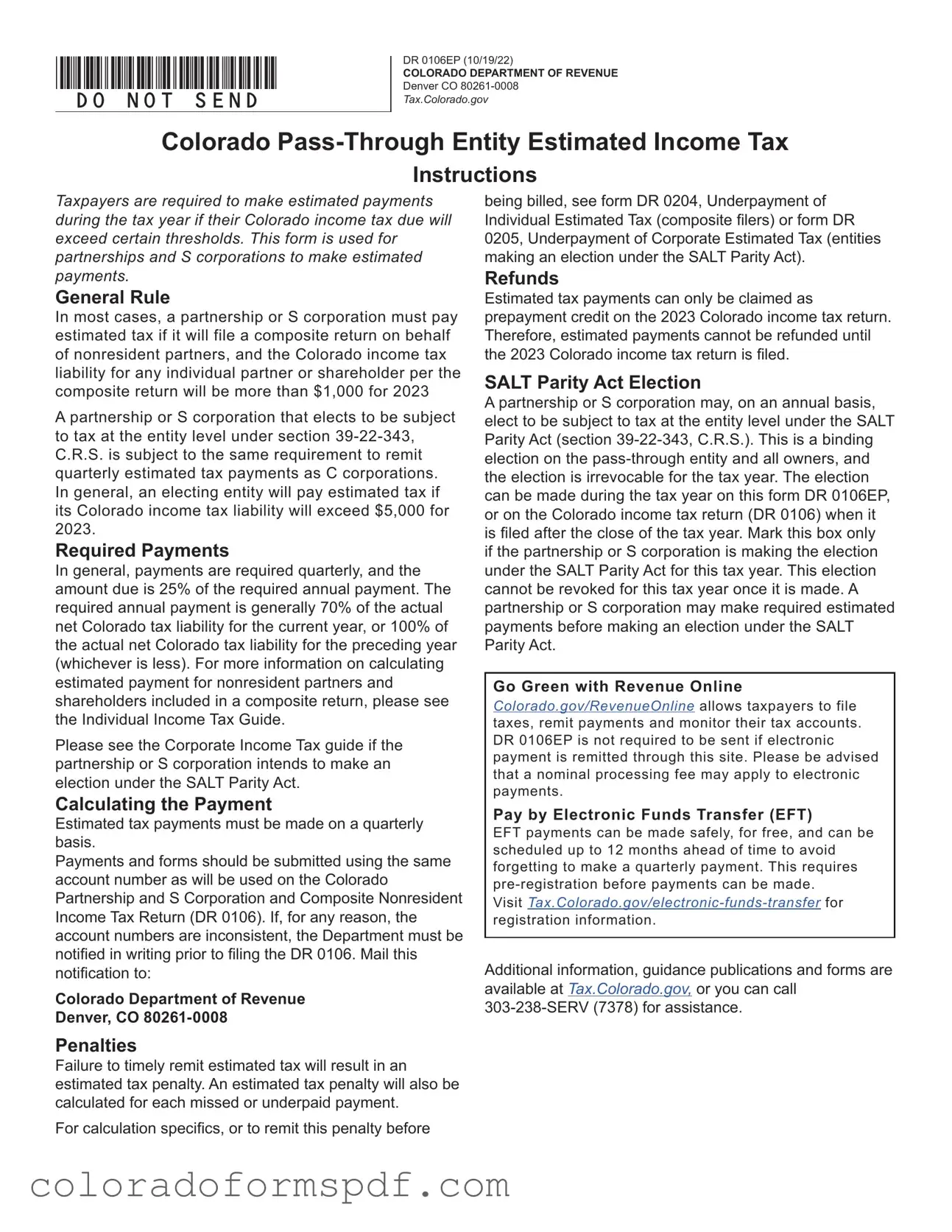 Get Colorado Dr 0106Ep Form