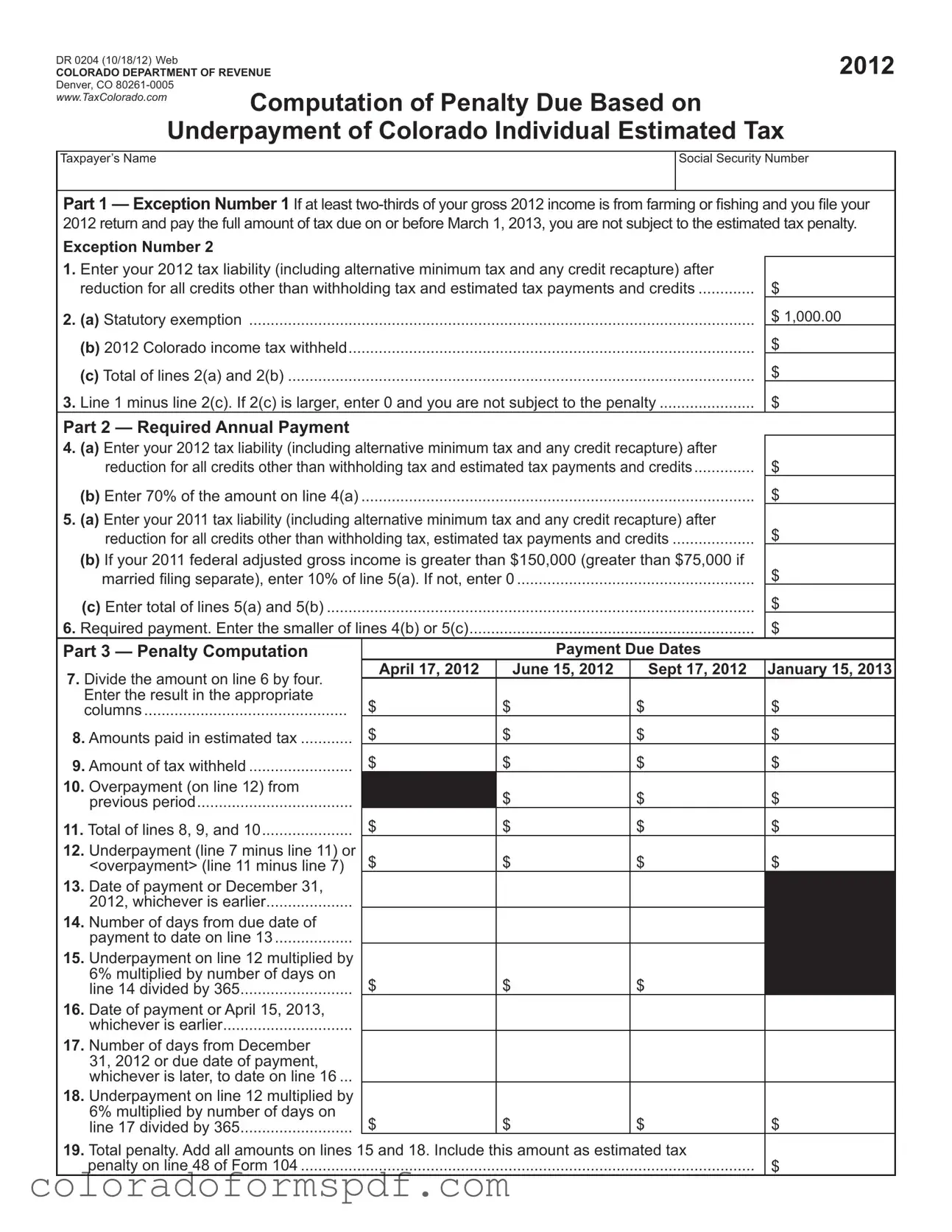 Get Colorado Dr 0204 Form