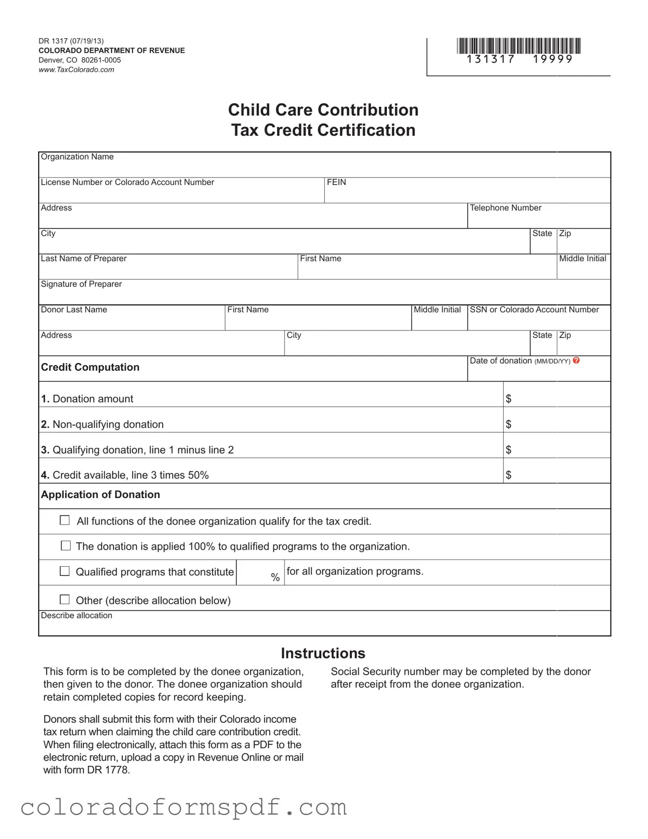 Get Colorado Dr 1317 Form