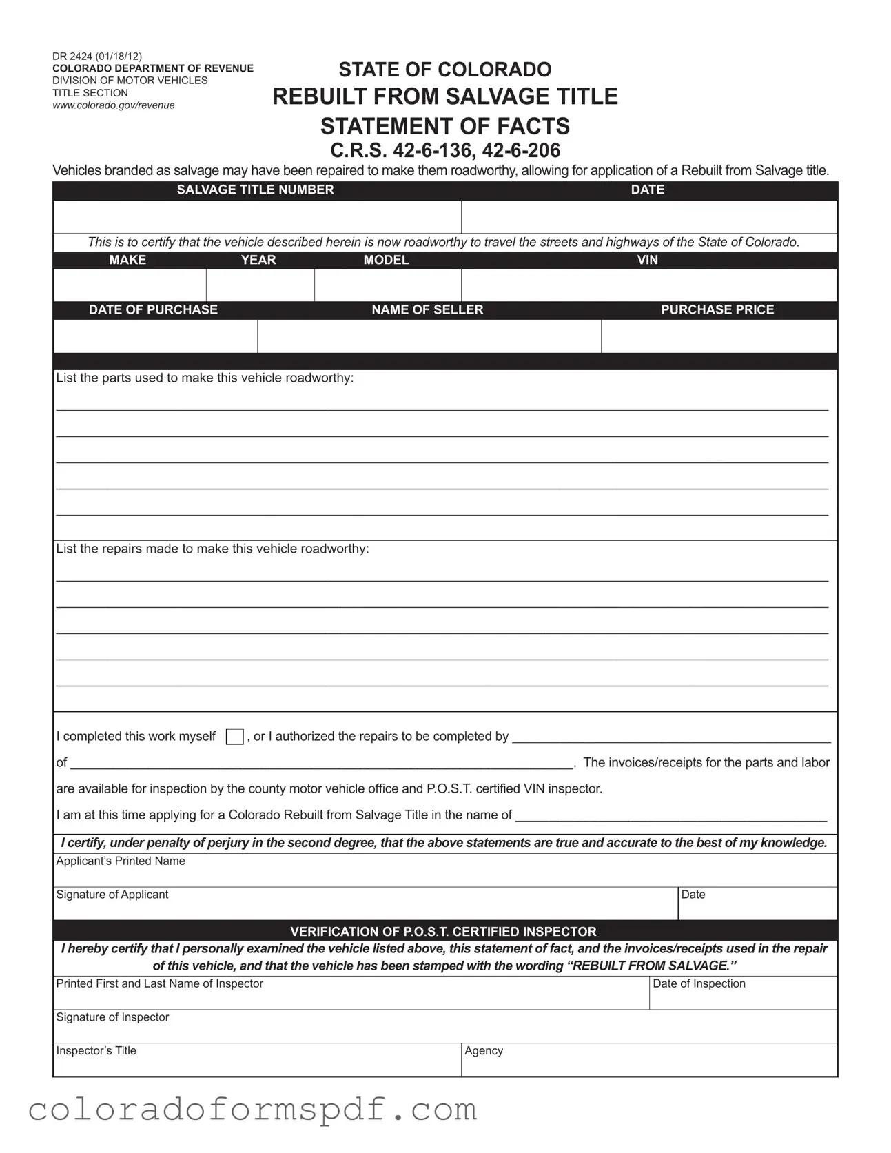Get Colorado Dr 2424 Form