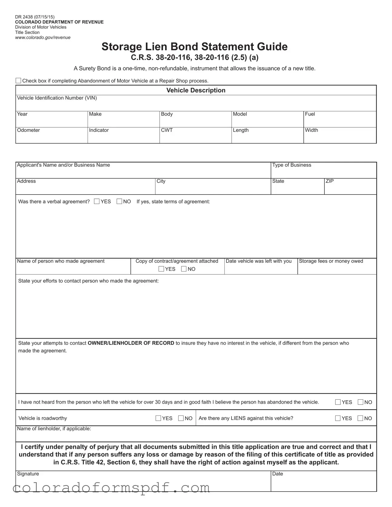 Get Colorado Dr 2438 Form