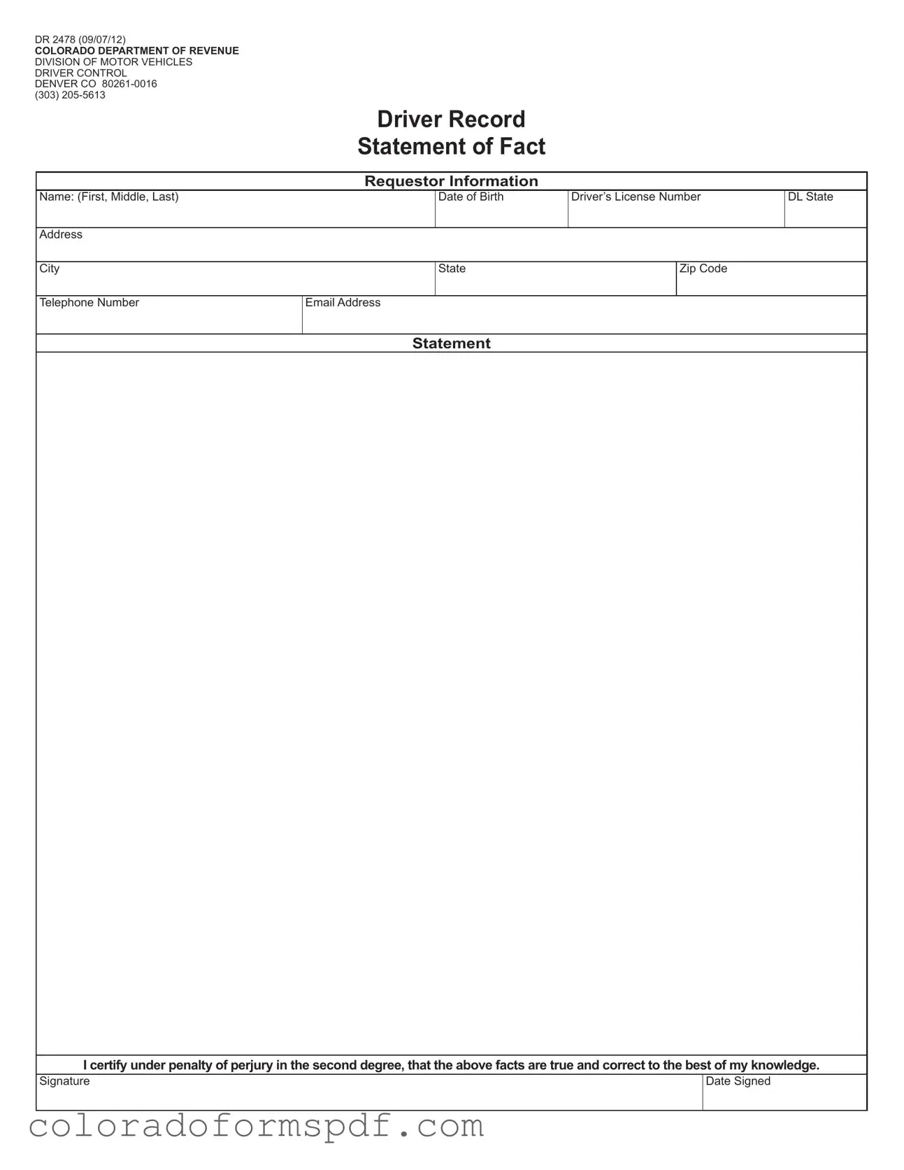 Get Colorado Dr 2478 Form