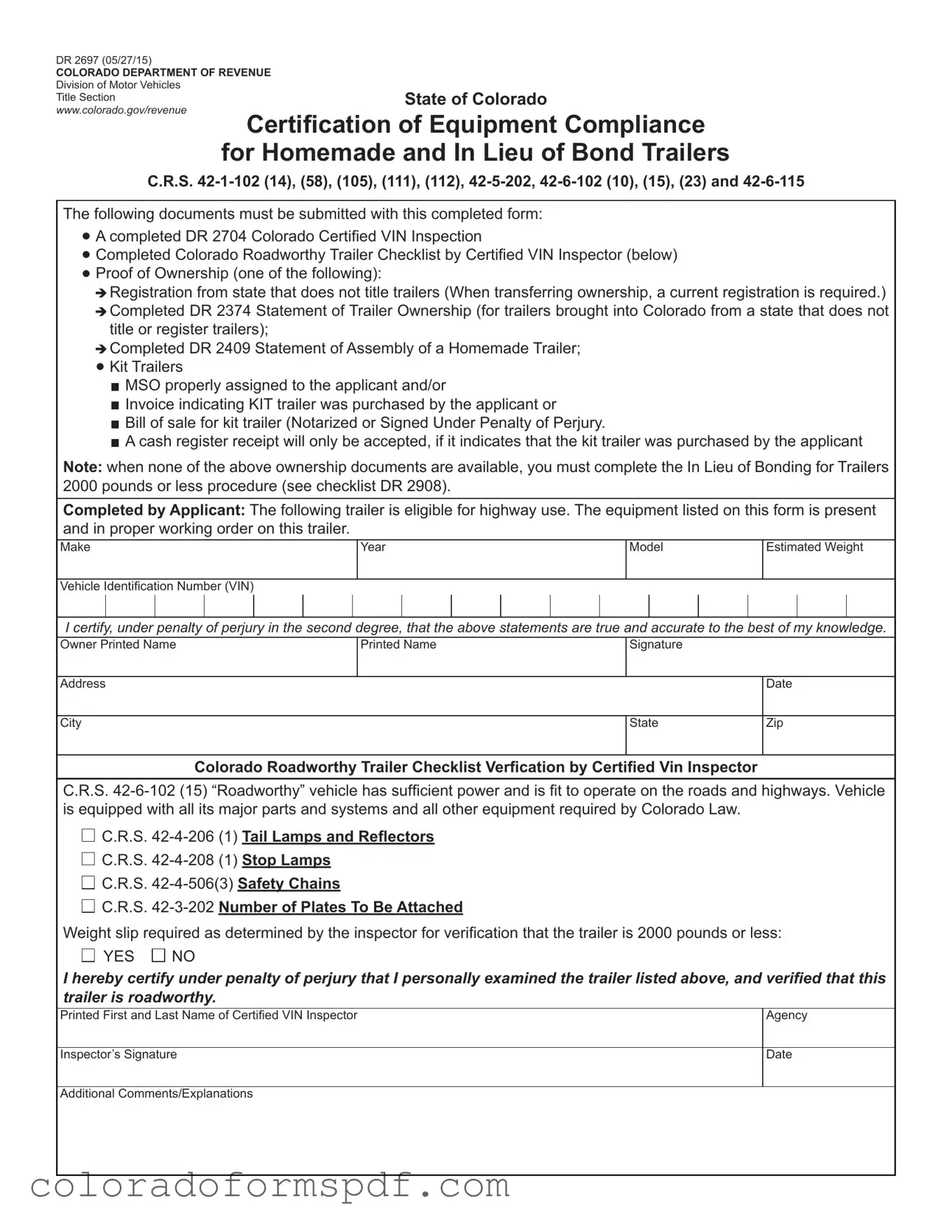 Get Colorado Dr 2697 Form