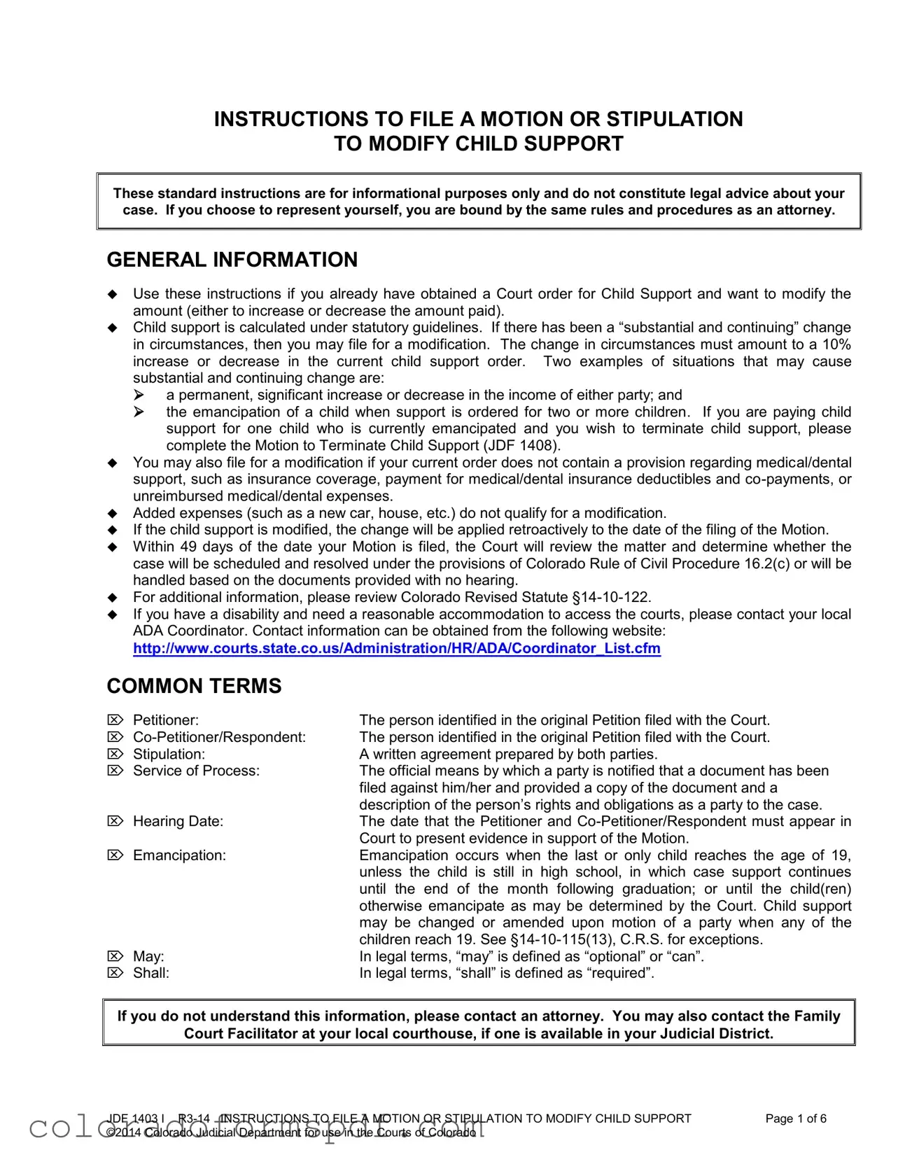 Get Colorado Modify Child Form