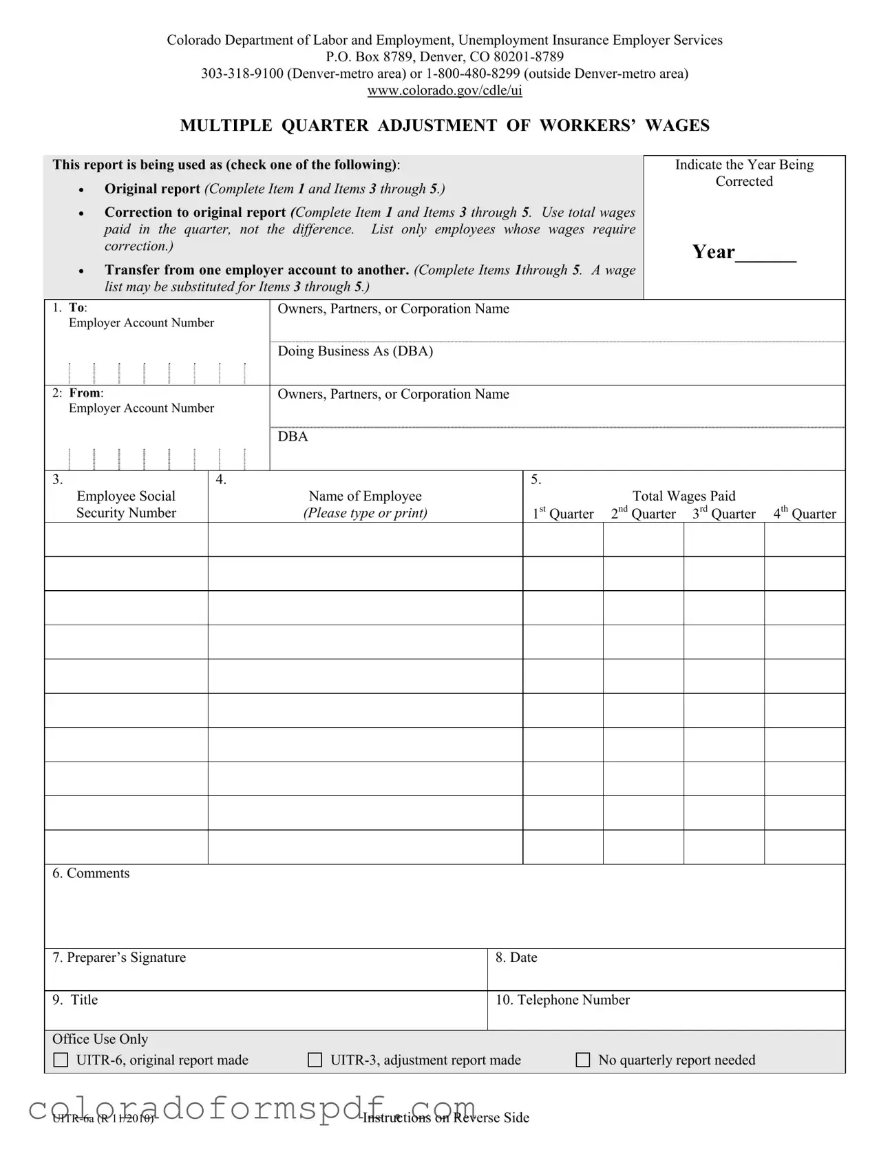 Get Colorado Uitr 6A Form