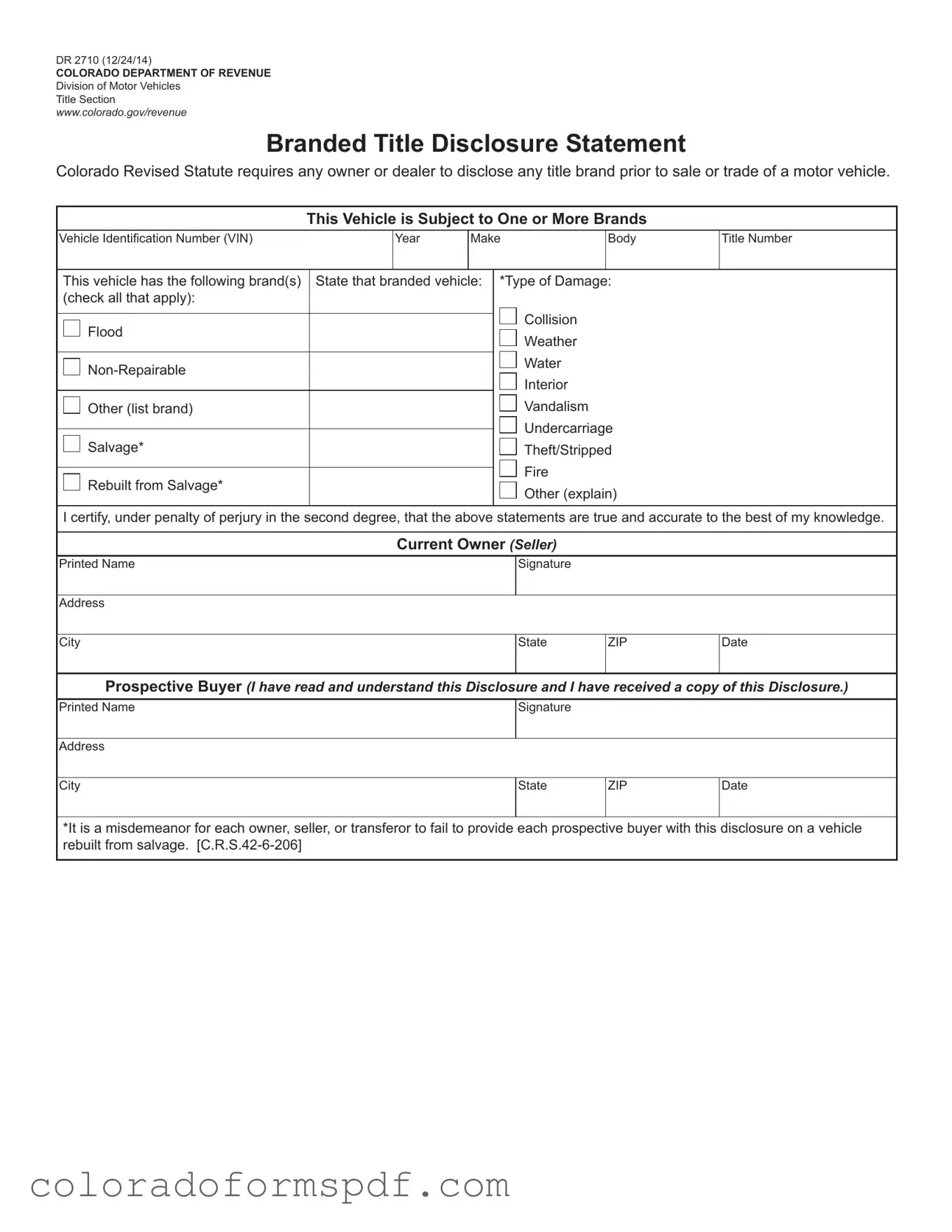 Get Dr 2710 Colorado Form