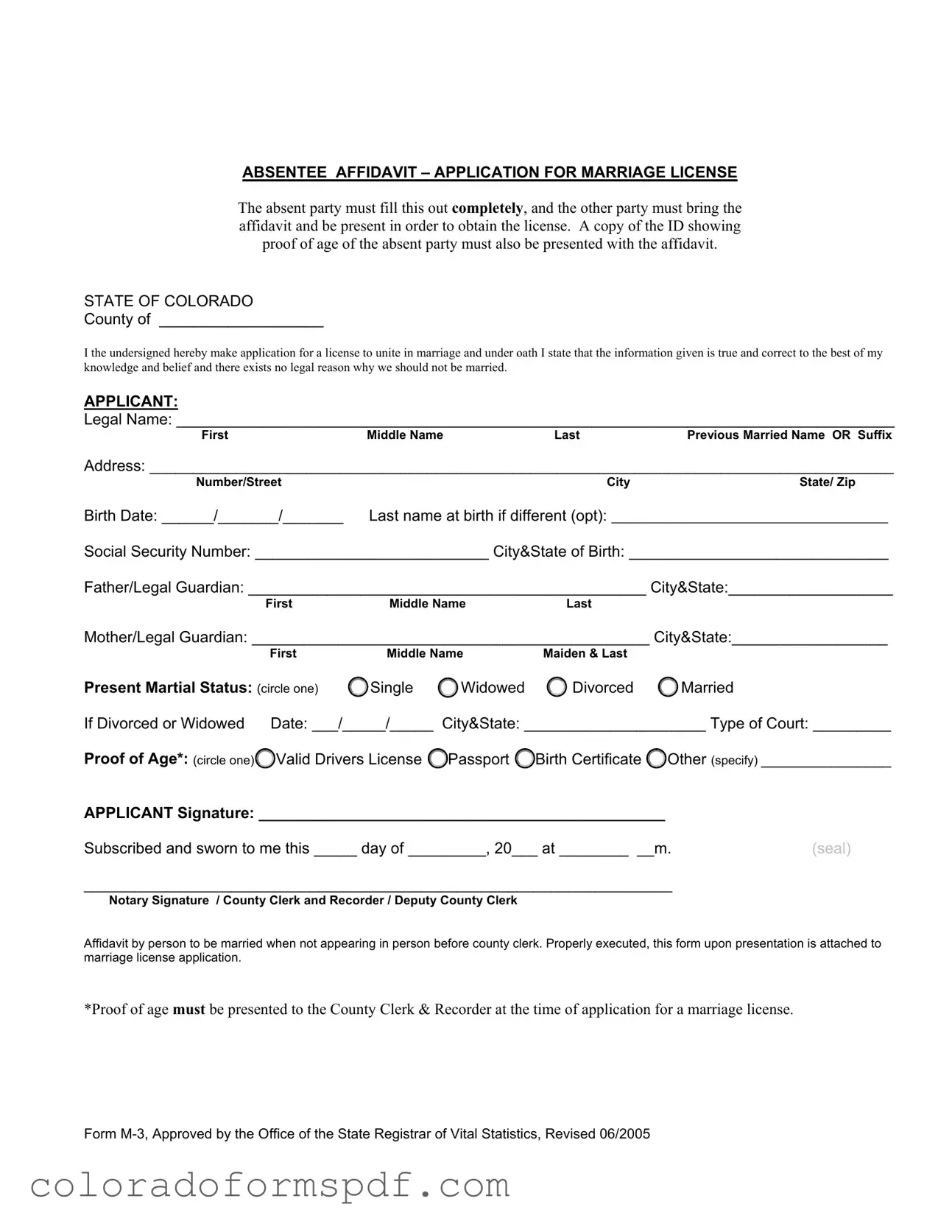 Get M 3 Colorado Form