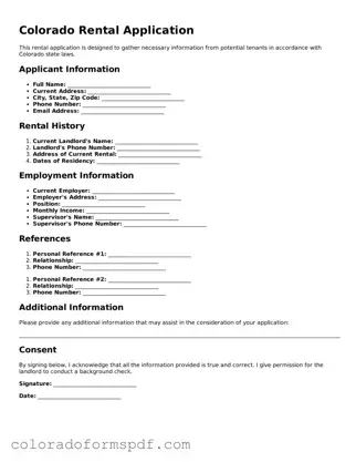 Official Rental Application Template for Colorado State