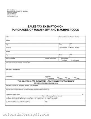 Get Colorado Dr 1191 Form
