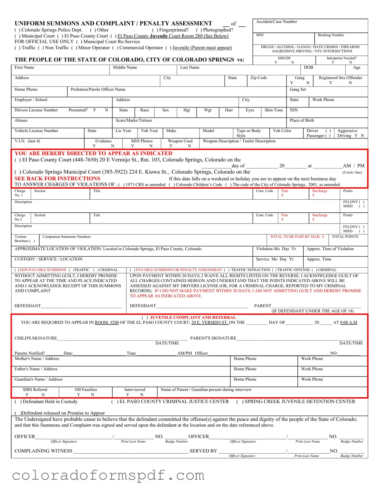 Get Uniform Summons Assessment Form